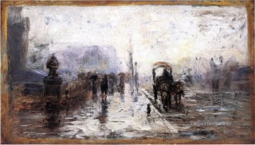  theodore - Street Scene with Carriage Impressionist Indiana landscapes Theodore Clement Steele